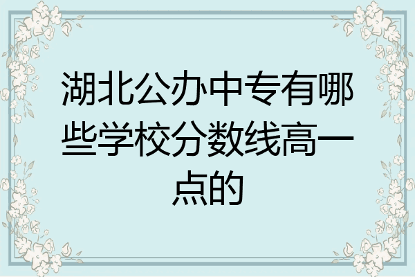 湖北公办中专有哪些学校分数线高一点的