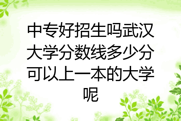 中专好招生吗武汉大学分数线多少分可以上一本的大学呢