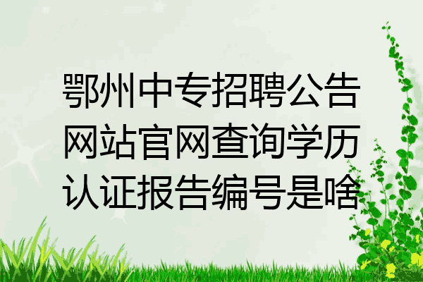 鄂州中专招聘公告网站官网查询学历认证报告编号是啥