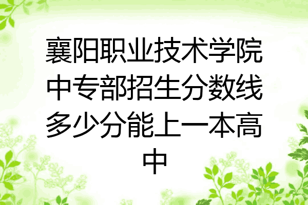 襄阳职业技术学院中专部招生分数线多少分能上一本高中