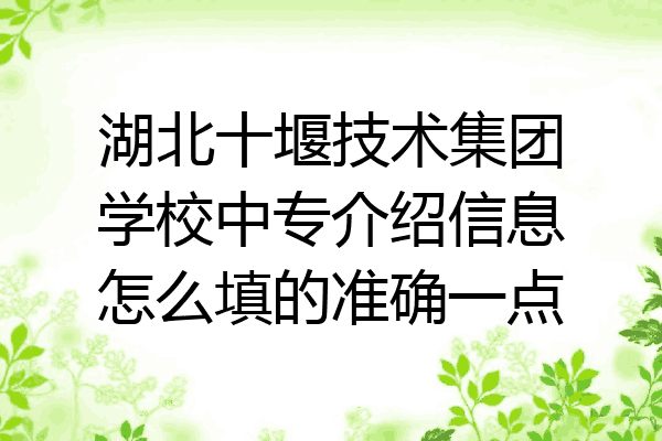 湖北十堰技术集团学校中专介绍信息怎么填的准确一点