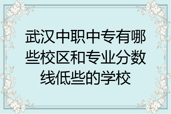 武汉中职中专有哪些校区和专业分数线低些的学校