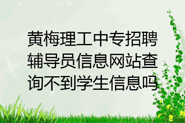 黄梅理工中专招聘辅导员信息网站查询不到学生信息吗