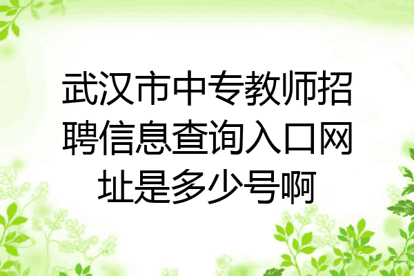 武汉市中专教师招聘信息查询入口网址是多少号啊