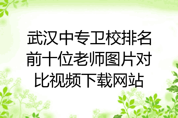 武汉中专卫校排名前十位老师图片对比视频下载网站