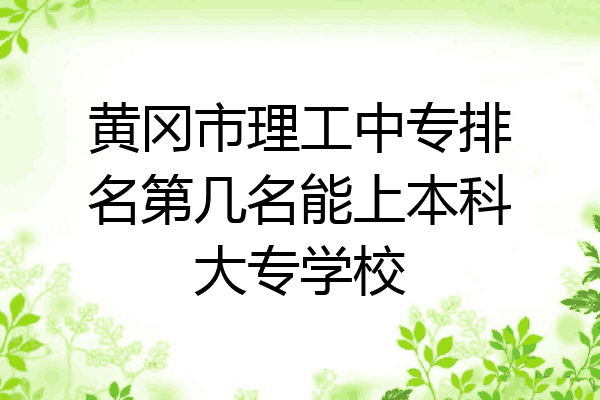 黄冈市理工中专排名第几名能上本科大专学校