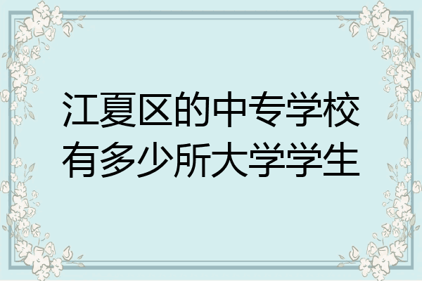 江夏区的中专学校有多少所大学学生