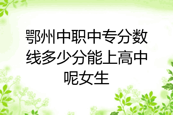 鄂州中职中专分数线多少分能上高中呢女生