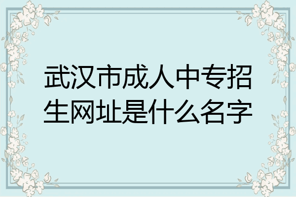 武汉市成人中专招生网址是什么名字