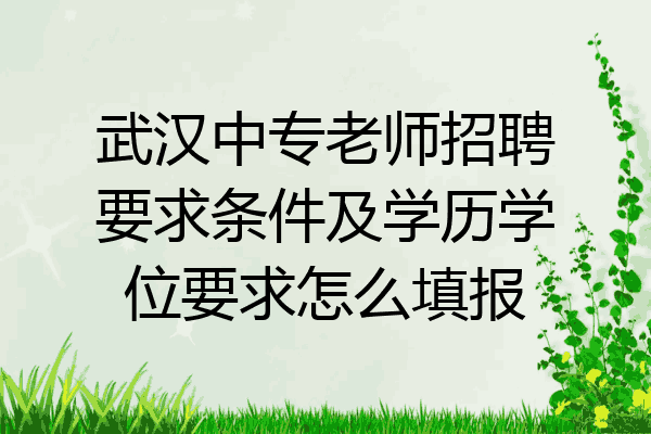 武汉中专老师招聘要求条件及学历学位要求怎么填报