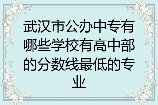 武汉市公办中专有哪些学校有高中部的分数线最低的专业