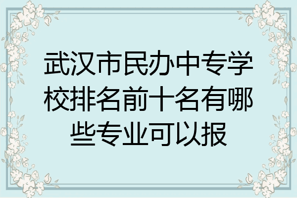 武汉市民办中专学校排名前十名有哪些专业可以报