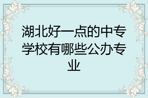 湖北好一点的中专学校有哪些公办专业