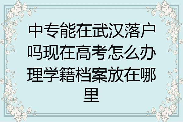 中专能在武汉落户吗现在高考怎么办理学籍档案放在哪里