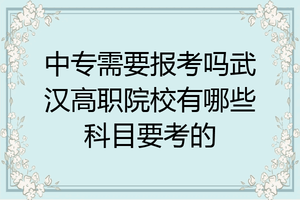 中专需要报考吗武汉高职院校有哪些科目要考的