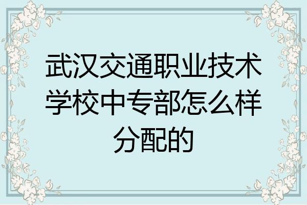武汉交通职业技术学校中专部怎么样分配的