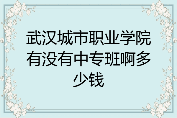 武汉城市职业学院有没有中专班啊多少钱