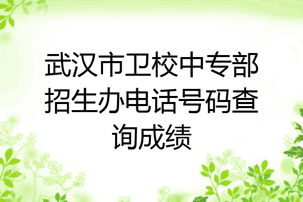 武汉市卫校中专部招生办电话号码查询成绩