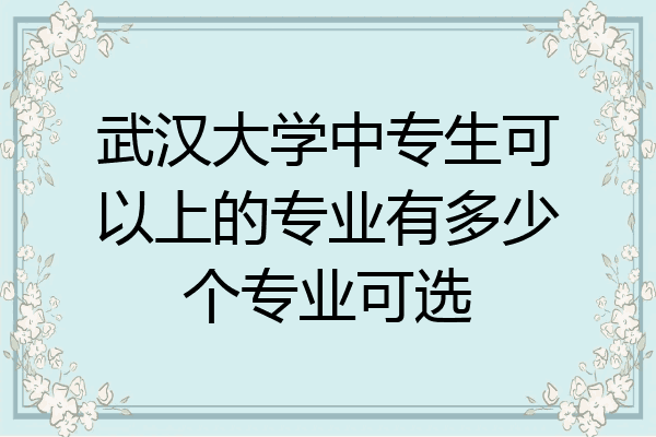 武汉大学中专生可以上的专业有多少个专业可选