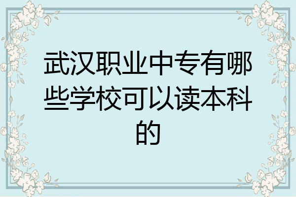 武汉职业中专有哪些学校可以读本科的