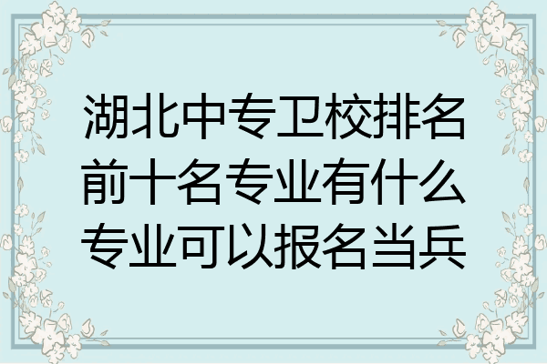 湖北中专卫校排名前十名专业有什么专业可以报名当兵