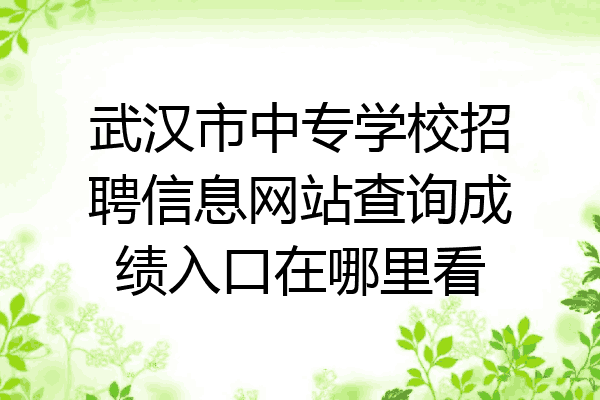 武汉市中专学校招聘信息网站查询成绩入口在哪里看