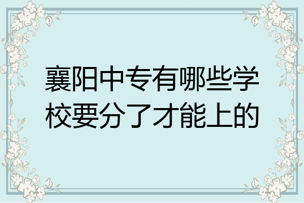 襄阳中专有哪些学校要分了才能上的