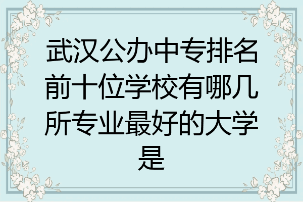 武汉公办中专排名前十位学校有哪几所专业最好的大学是