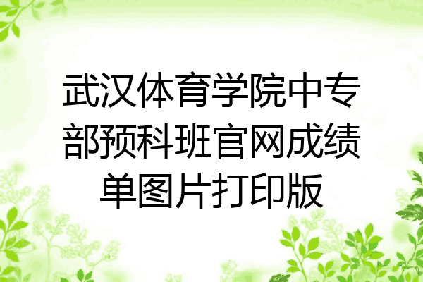 武汉体育学院中专部预科班官网成绩单图片打印版
