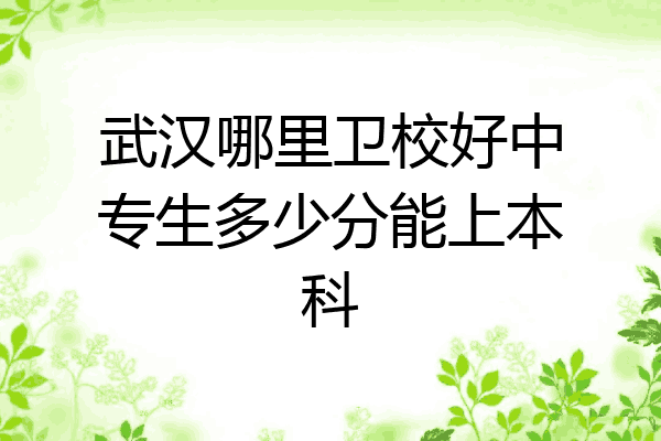 武汉哪里卫校好中专生多少分能上本科