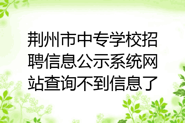 荆州市中专学校招聘信息公示系统网站查询不到信息了