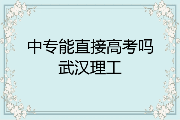 中专能直接高考吗武汉理工