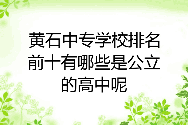 黄石中专学校排名前十有哪些是公立的高中呢