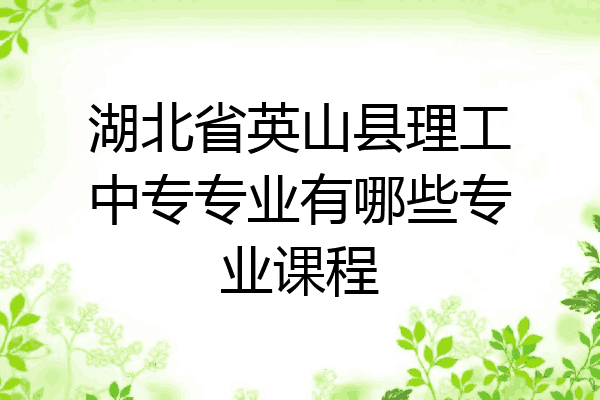 湖北省英山县理工中专专业有哪些专业课程