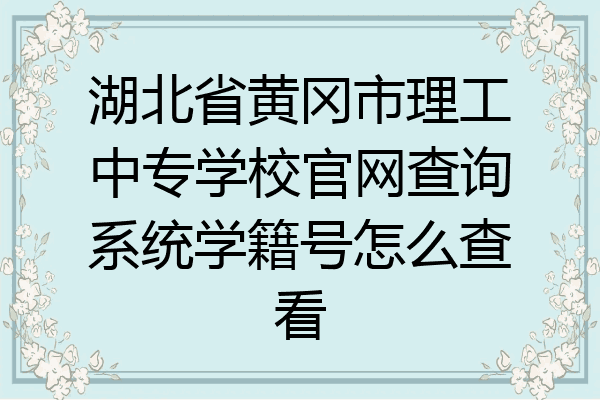 湖北省黄冈市理工中专学校官网查询系统学籍号怎么查看