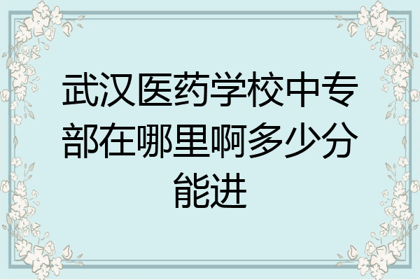 武汉医药学校中专部在哪里啊多少分能进