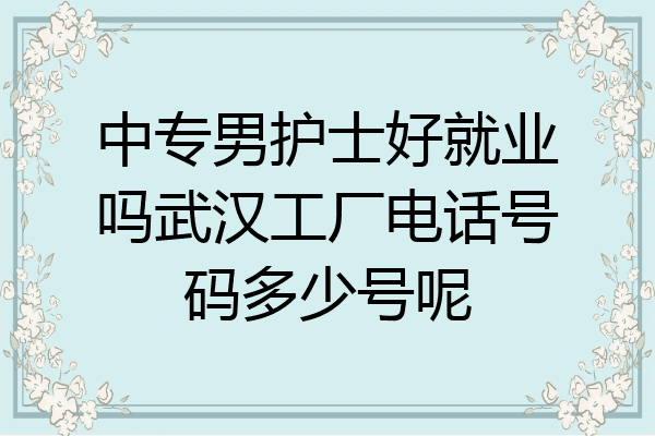 中专男护士好就业吗武汉工厂电话号码多少号呢