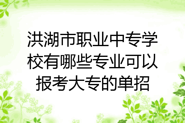 洪湖市职业中专学校有哪些专业可以报考大专的单招