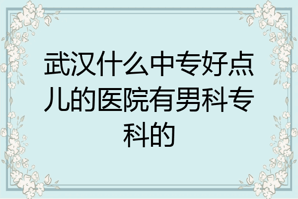 武汉什么中专好点儿的医院有男科专科的