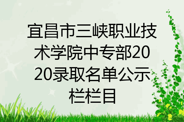 宜昌市三峡职业技术学院中专部2020录取名单公示栏栏目