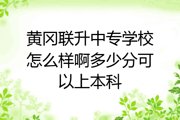 黄冈联升中专学校怎么样啊多少分可以上本科