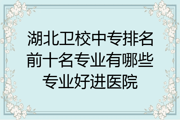 湖北卫校中专排名前十名专业有哪些专业好进医院