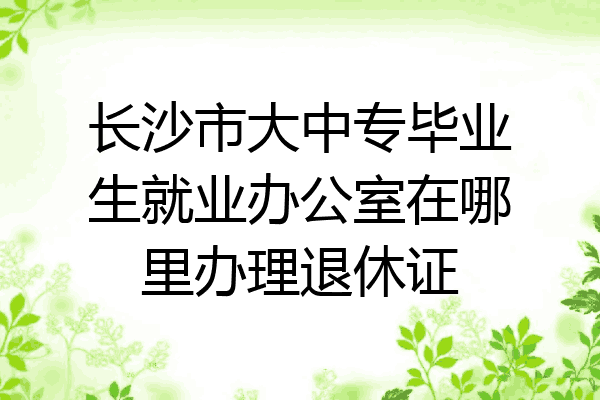 长沙市大中专毕业生就业办公室在哪里办理退休证