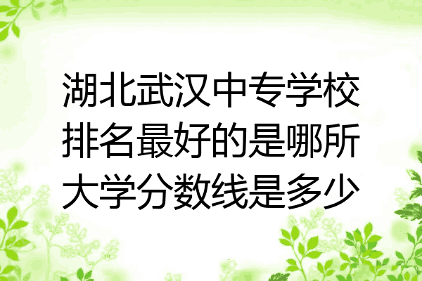 湖北武汉中专学校排名最好的是哪所大学分数线是多少
