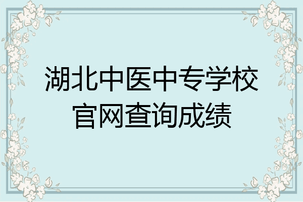 湖北中医中专学校官网查询成绩