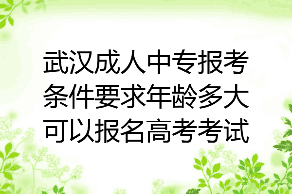 武汉成人中专报考条件要求年龄多大可以报名高考考试