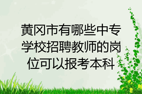 黄冈市有哪些中专学校招聘教师的岗位可以报考本科