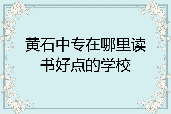 黄石中专在哪里读书好点的学校
