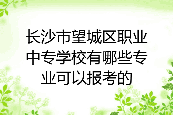 长沙市望城区职业中专学校有哪些专业可以报考的