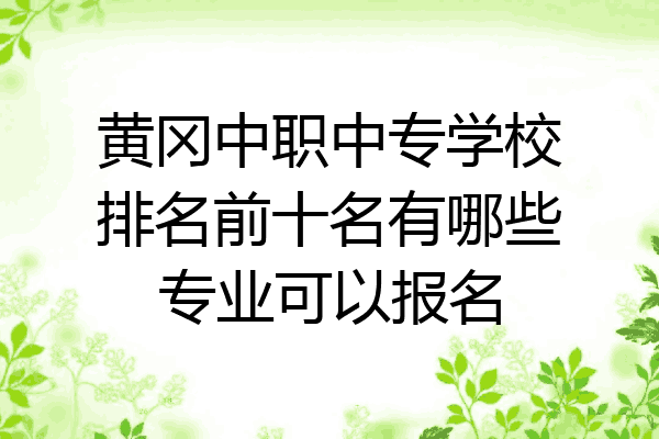 黄冈中职中专学校排名前十名有哪些专业可以报名